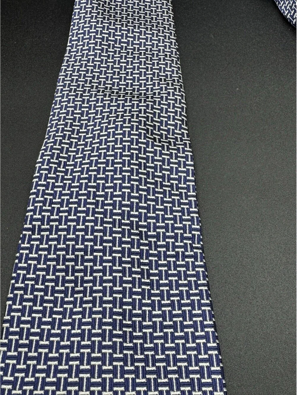 Vintage Lauren Ralph Lauren Silk Tie Blue Geometric Preppy 58” x 4”